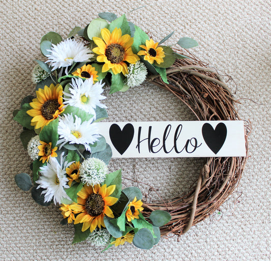 Handmade Outdoor "Hello" Wreath